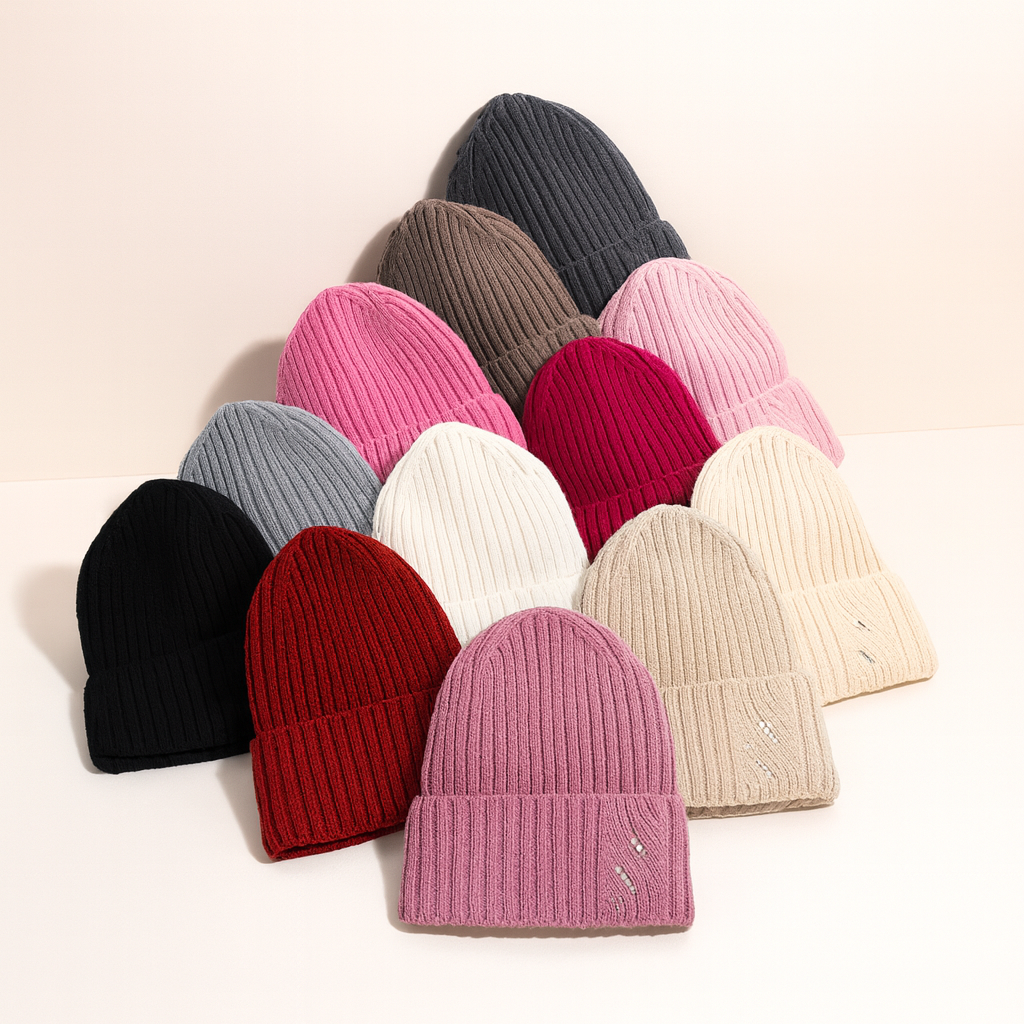 Ariga Damenmütze aus 100 % extrafeiner Merinowolle mit Strasssteinen – warm, elegant und wärmeregulierend für den Winter.