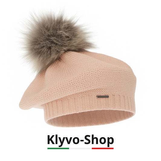 BONNIE - Wintermütze aus Merinowolle für Damen mit Bommel