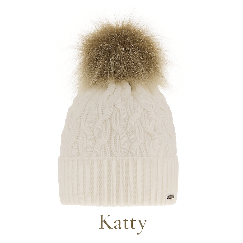 DEVA-Berretto Donna Invernale con pompon in pelliccia ecologica e fodera in pile.