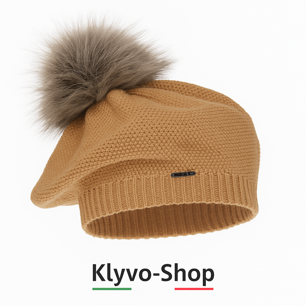 BONNIE - Wintermütze aus Merinowolle für Damen mit Bommel