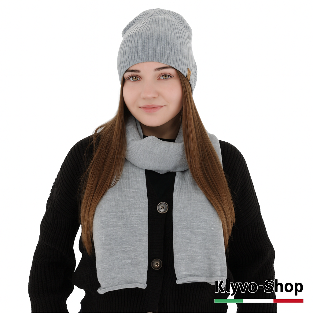 FENA-Set invernale Donna Berretto e sciarpa Fena – maglia a coste.