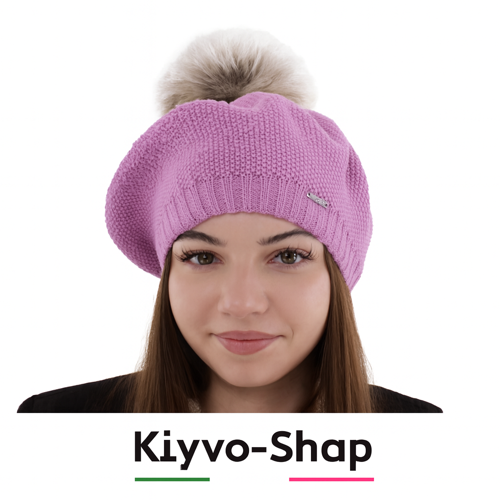 BONNIE - Wintermütze aus Merinowolle für Damen mit Bommel