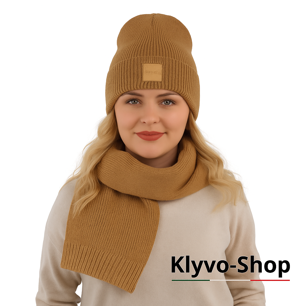 NATHALIE-Set Donna Berretto e Sciarpa – Completo primavera/autunno con berretto leggero e sciarpa 170x25 cm