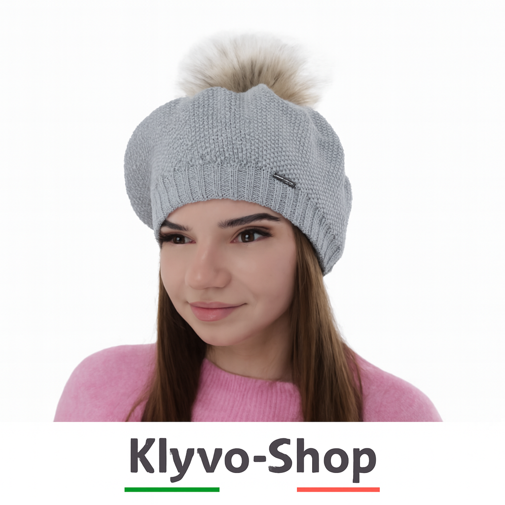 BONNIE - Wintermütze aus Merinowolle für Damen mit Bommel