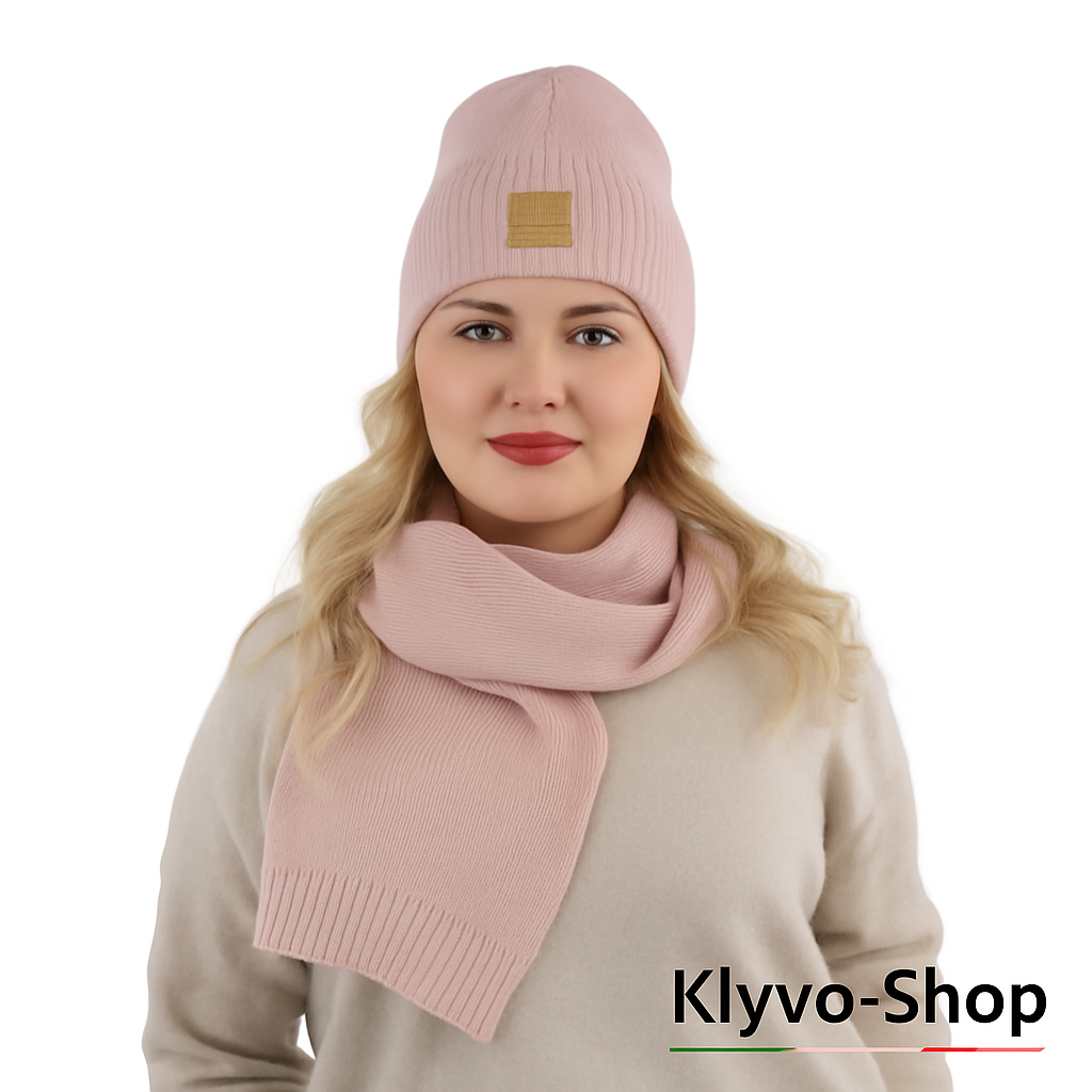 NATHALIE-Set Donna Berretto e Sciarpa – Completo primavera/autunno con berretto leggero e sciarpa 170x25 cm