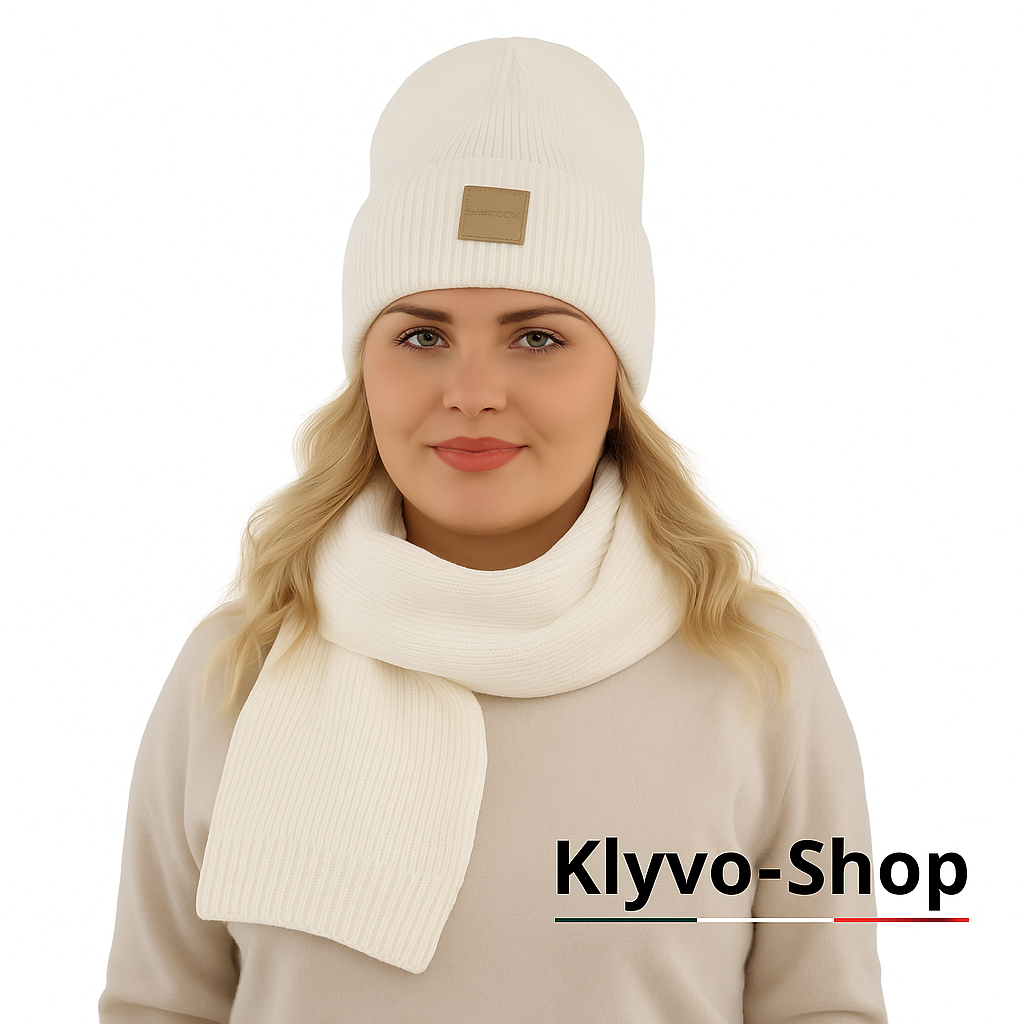 NATHALIE-Set Donna Berretto e Sciarpa – Completo primavera/autunno con berretto leggero e sciarpa 170x25 cm