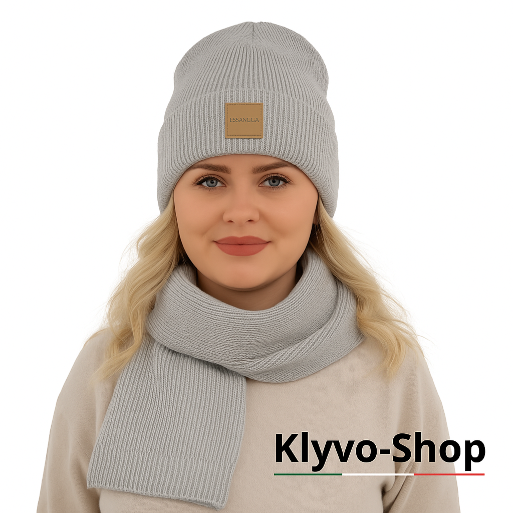 NATHALIE-Set Donna Berretto e Sciarpa – Completo primavera/autunno con berretto leggero e sciarpa 170x25 cm