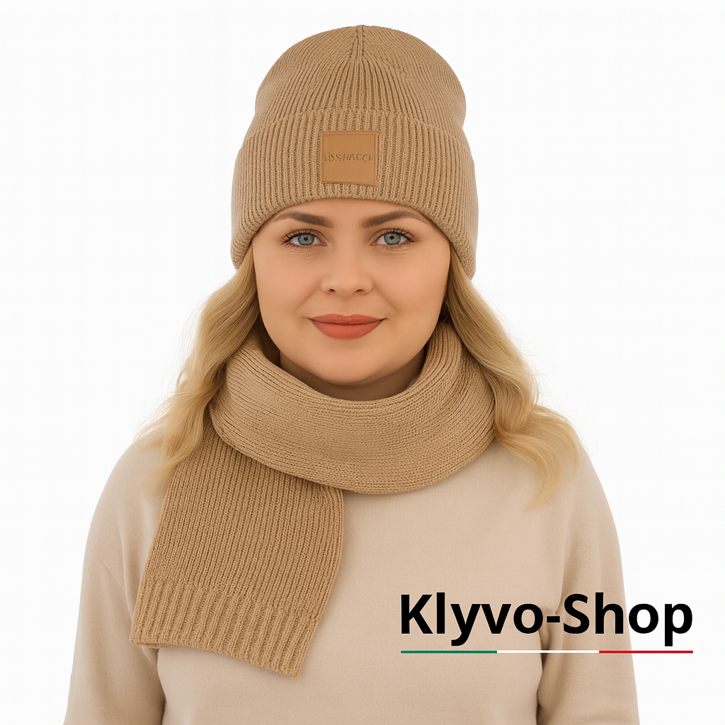 NATHALIE-Set Donna Berretto e Sciarpa – Completo primavera/autunno con berretto leggero e sciarpa 170x25 cm