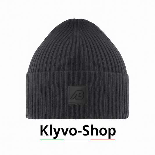 Matias Men's Hat in 100% Extra-Fine Merino Wool – Grey, Lightweight, Ribbed, and Elastic (Spring/Autumn/Winter)