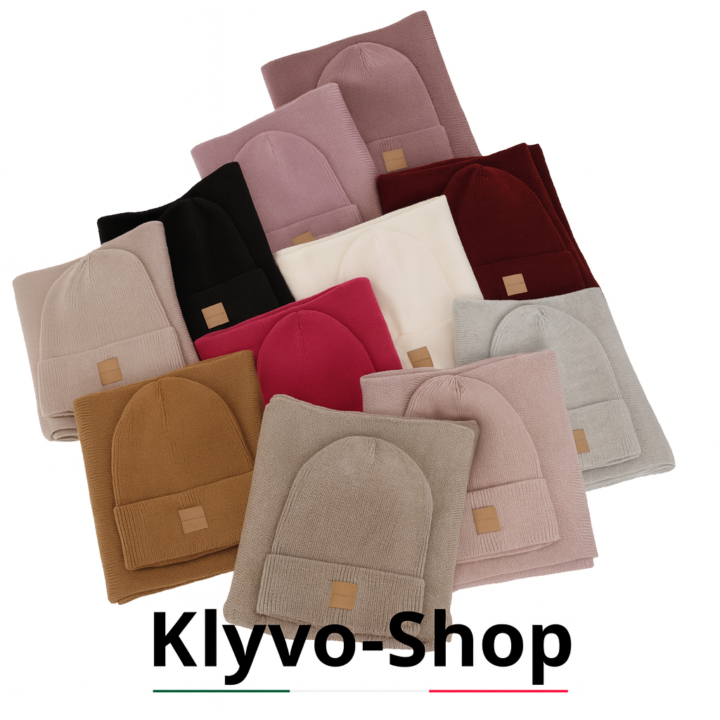 NATHALIE-Set Donna Berretto e Sciarpa – Completo primavera/autunno con berretto leggero e sciarpa 170x25 cm