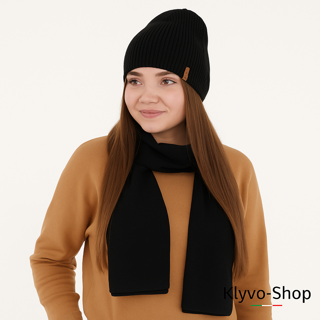 FENA-Set invernale Donna Berretto e sciarpa Fena – maglia a coste.