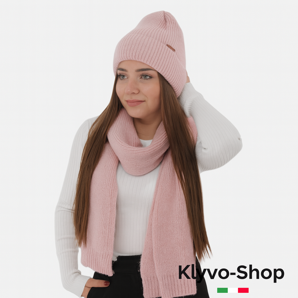 SEALA-Set Inverno Donna – Berretto e sciarpa in maglia morbida, Acrilico misto lana.