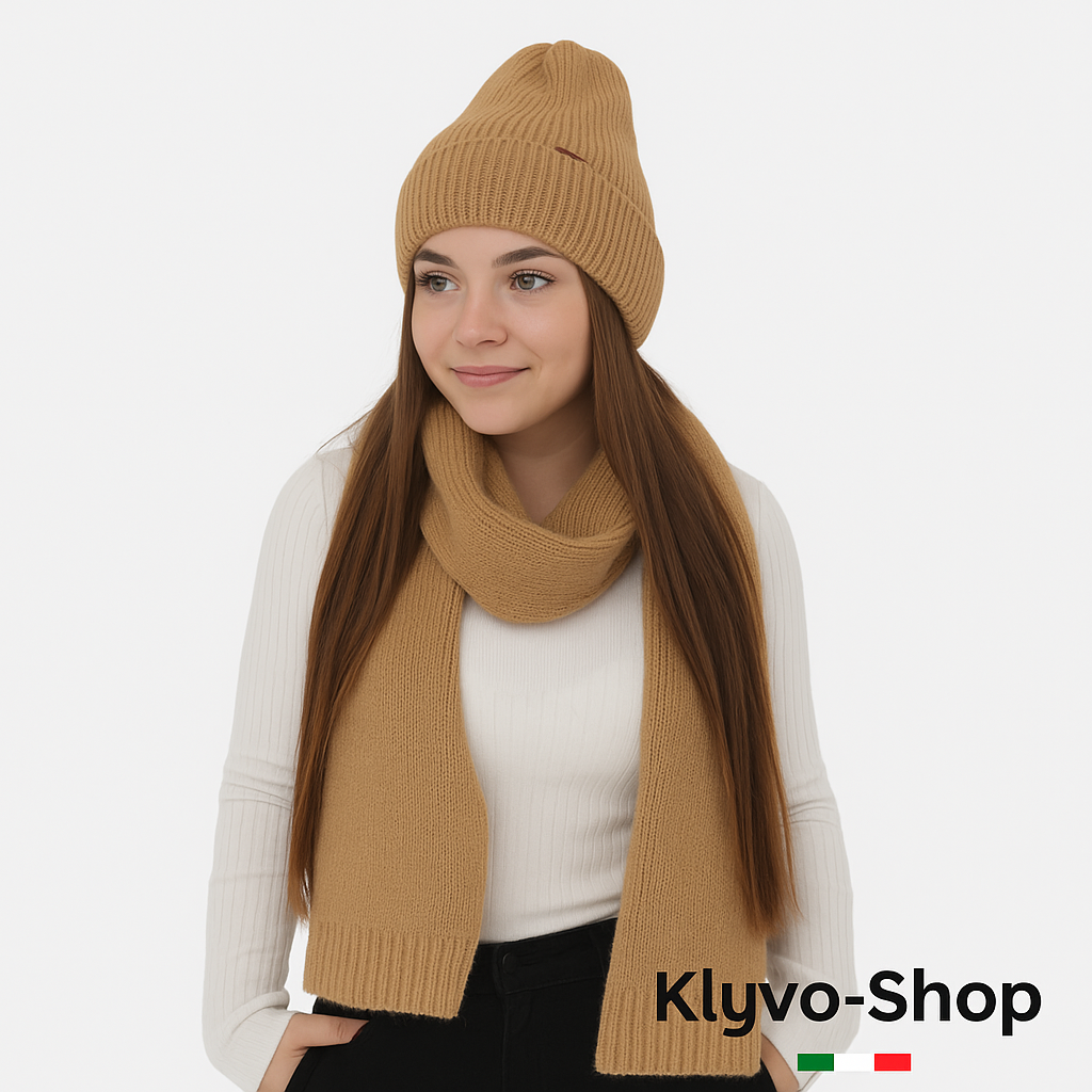 SEALA-Set Inverno Donna – Berretto e sciarpa in maglia morbida, Acrilico misto lana.