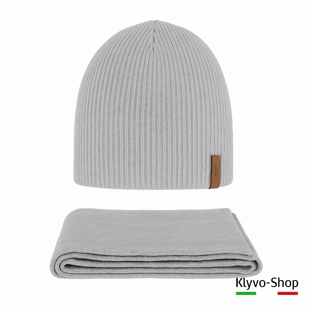 FENA-Set invernale Donna Berretto e sciarpa Fena – maglia a coste.