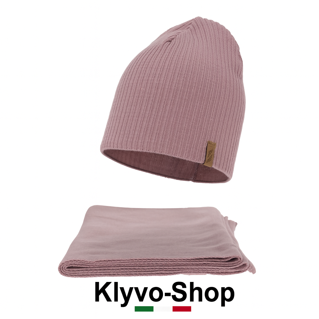 FENA-Set invernale Donna Berretto e sciarpa Fena – maglia a coste.