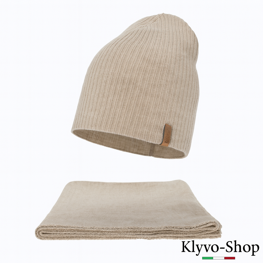 FENA-Set invernale Donna Berretto e sciarpa Fena – maglia a coste.