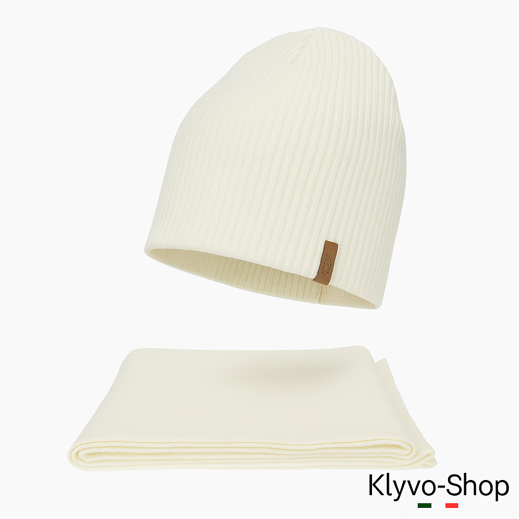 FENA-Set invernale Donna Berretto e sciarpa Fena – maglia a coste.