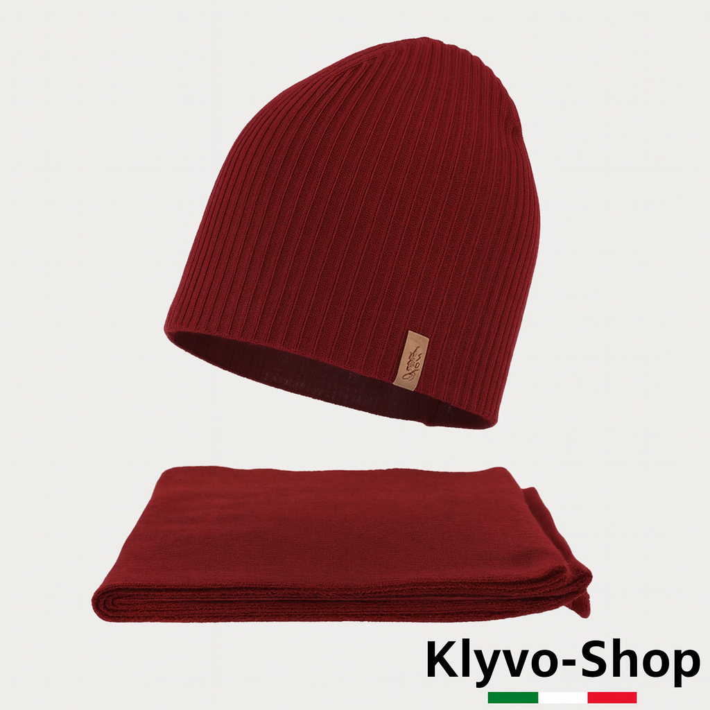 FENA-Set invernale Donna Berretto e sciarpa Fena – maglia a coste.