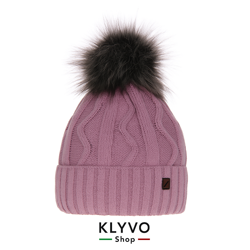 RENIKA - Berretto Donna invernale con pompon in pelliccia ecologica e fodera in pile