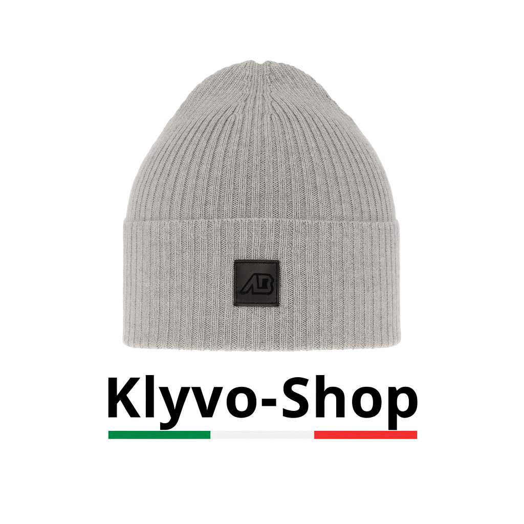 Gorro de hombre Matias de lana merino extrafina 100% – Gris, ligero de canalé y elástico (primavera/otoño/invierno)