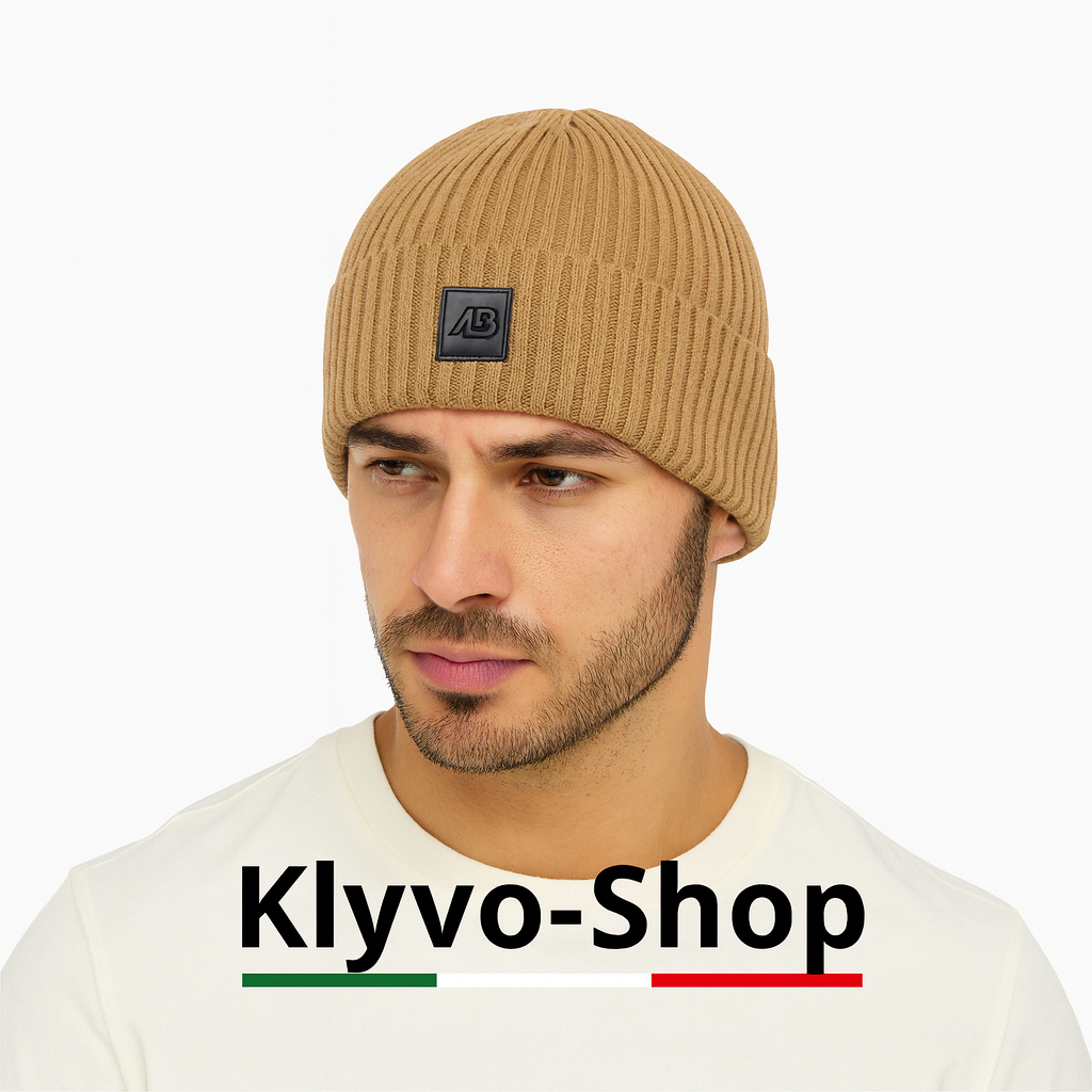 Gorro de hombre Matias de lana merino extrafina 100% – Gris, ligero de canalé y elástico (primavera/otoño/invierno)