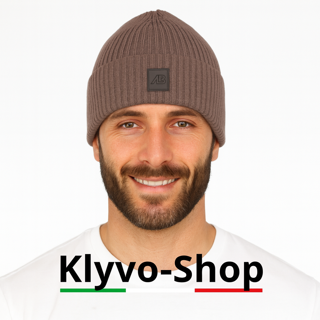 Gorro de hombre Matias de lana merino extrafina 100% – Gris, ligero de canalé y elástico (primavera/otoño/invierno)