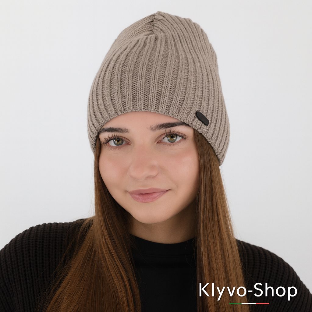 Women's Winter Hat with Merino Wool Insole and Fleece Lining – Elegant Grey