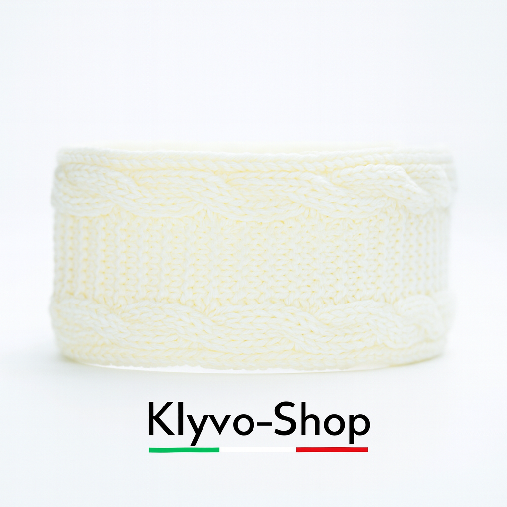 Women's winter headband by Bera in ecru knitted fabric – an elegant and warm alternative to a hat.