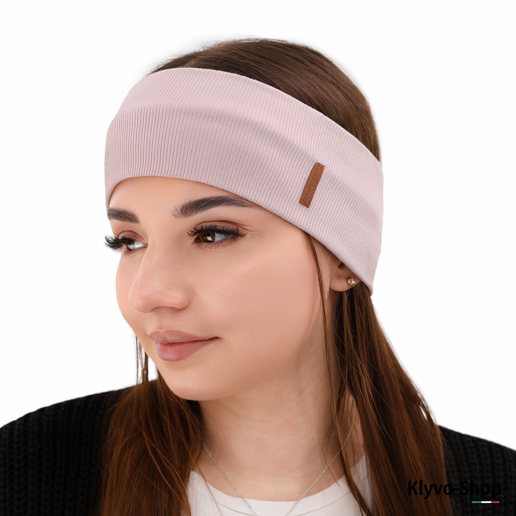 Sharon Women's Headband in Grey Cotton – elegant and comfortable for spring and autumn.