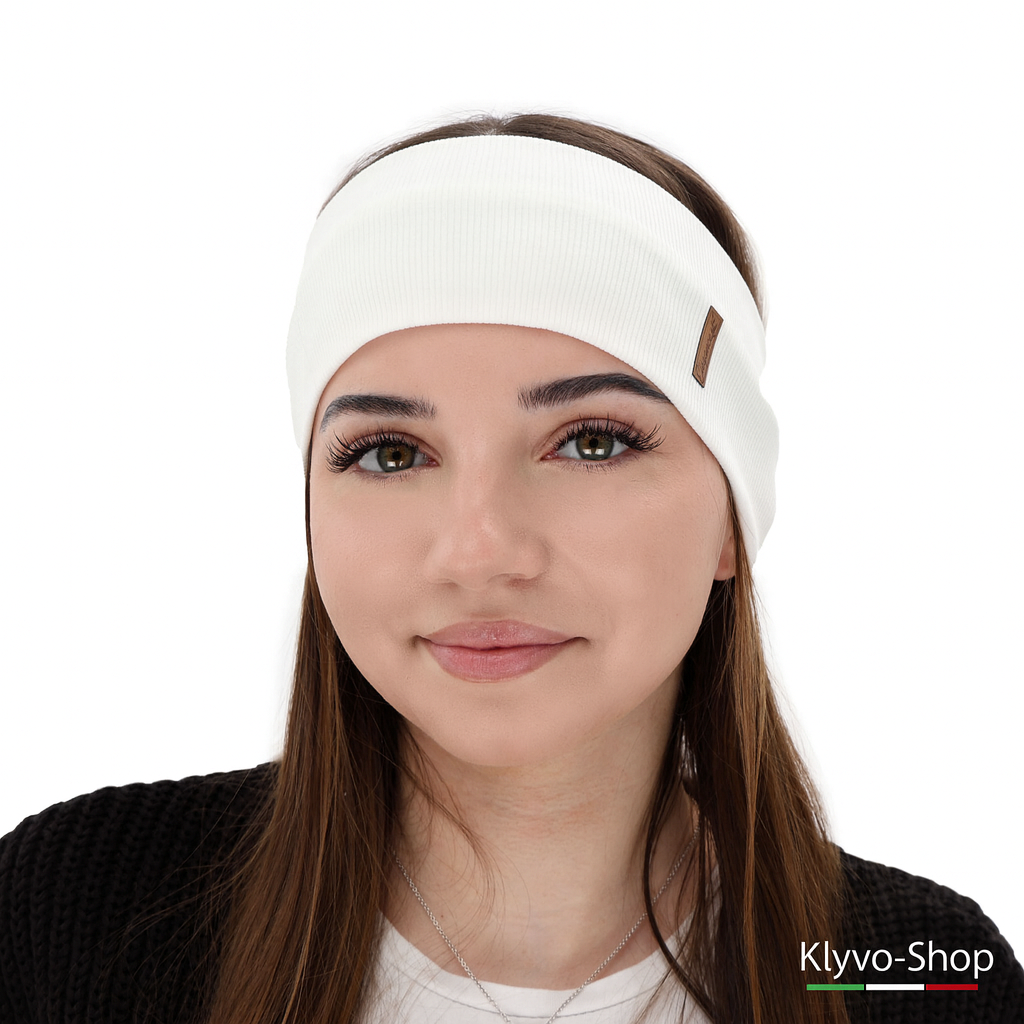 Sharon Women's Headband in Grey Cotton – elegant and comfortable for spring and autumn.