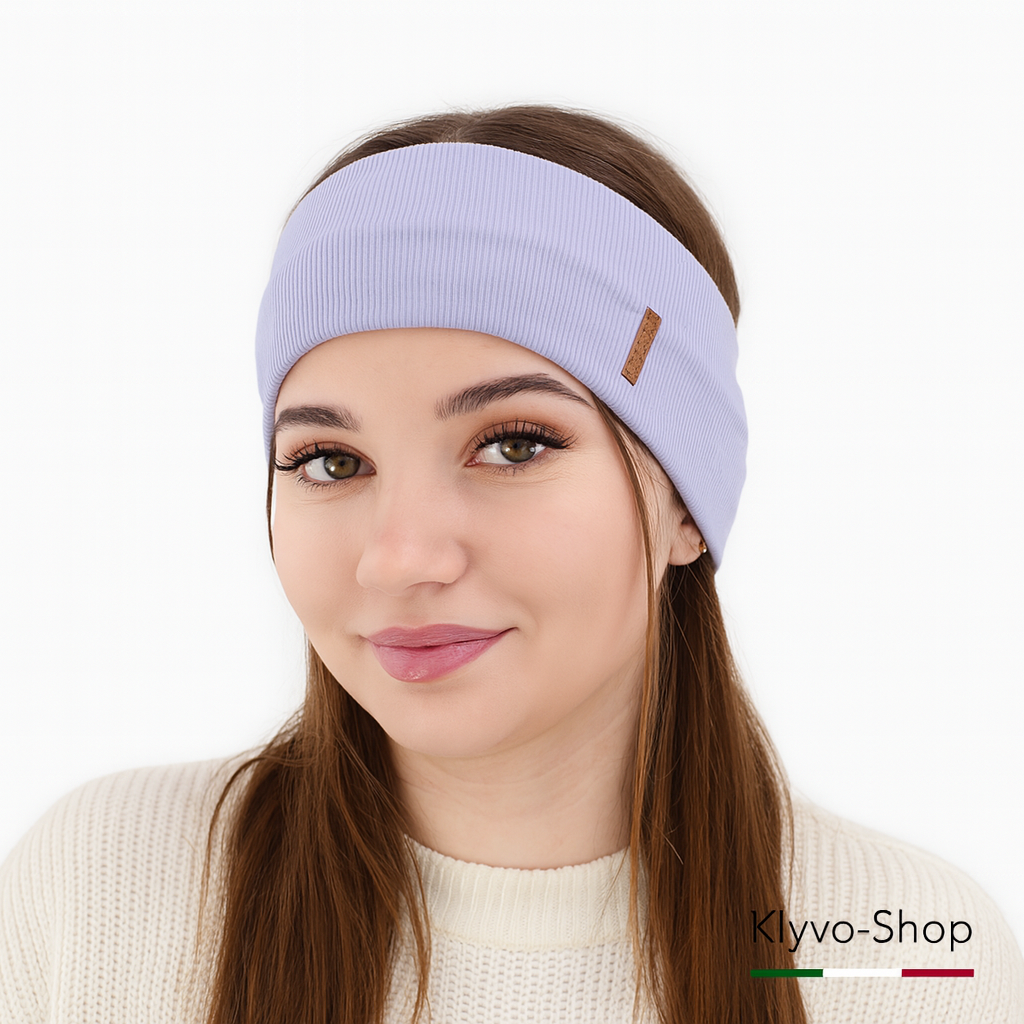 Sharon Women's Headband in Grey Cotton – elegant and comfortable for spring and autumn.