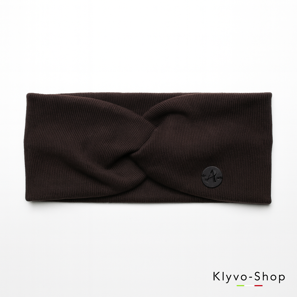 Women's Auri Headband in beige cotton – elastic, lightweight and spring-like.