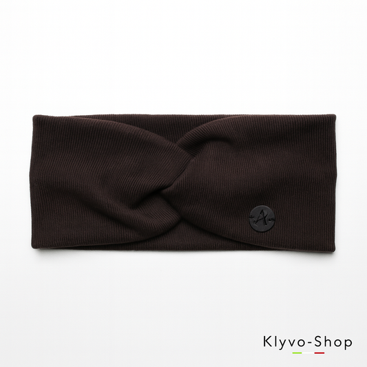 Women's Auri Headband in beige cotton – elastic, lightweight and spring-like.