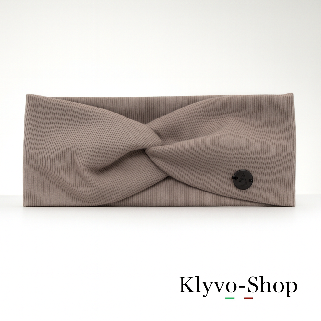 Women's Auri Headband in beige cotton – elastic, lightweight and spring-like.