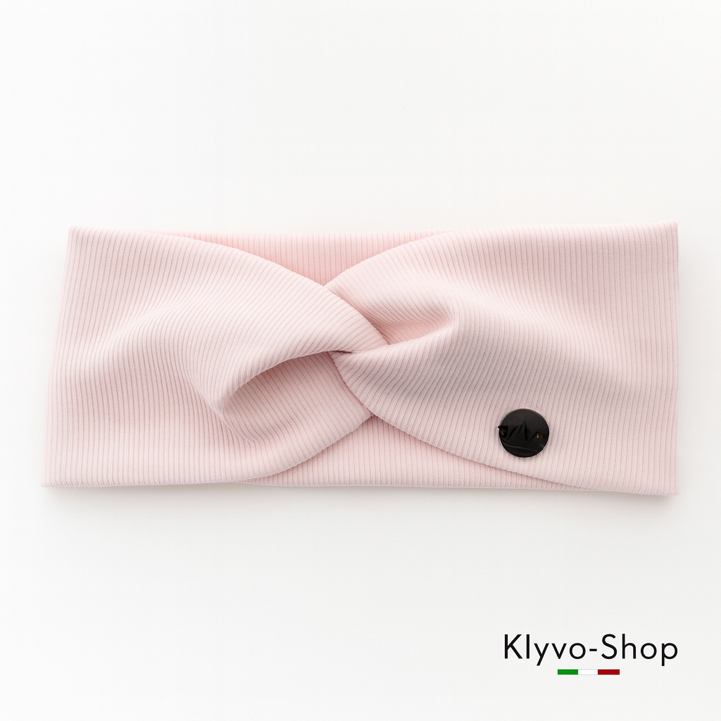 Women's Auri Headband in beige cotton – elastic, lightweight and spring-like.