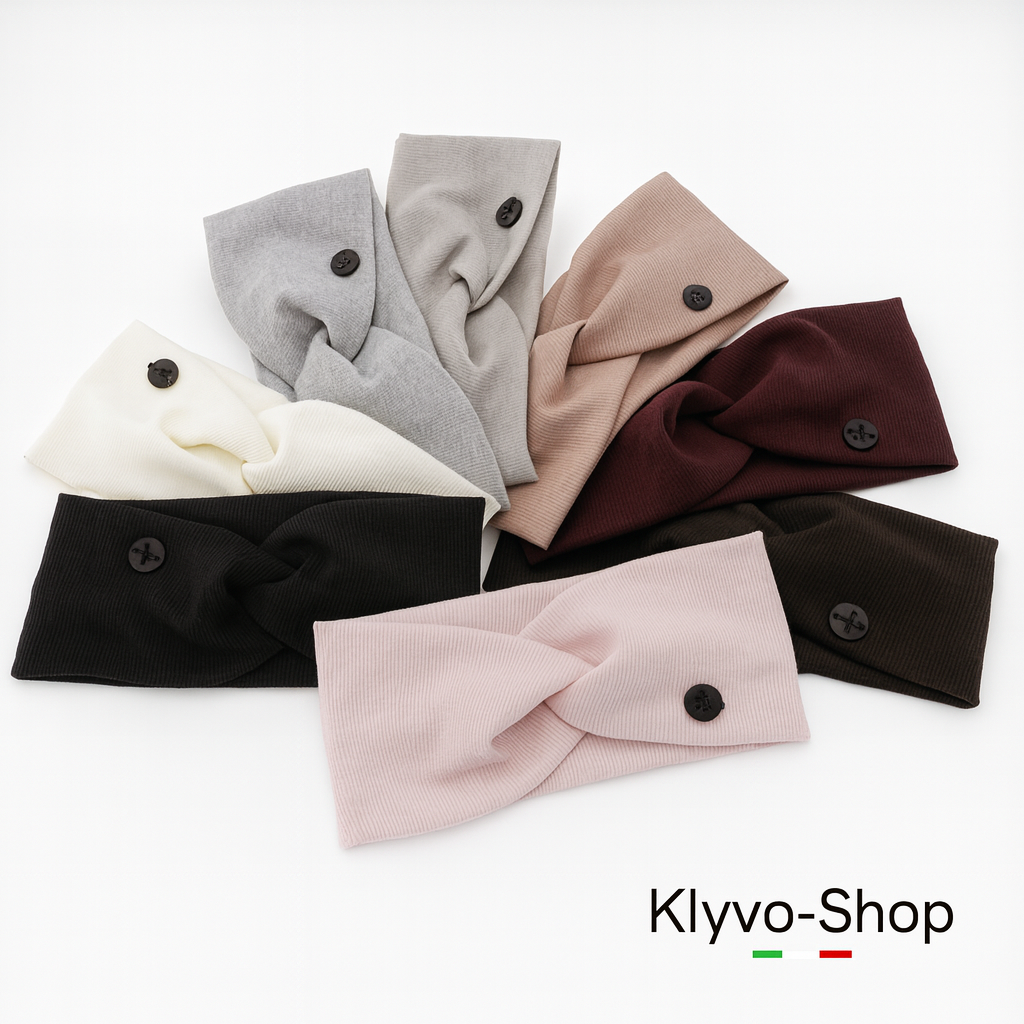 Women's Auri Headband in beige cotton – elastic, lightweight and spring-like.