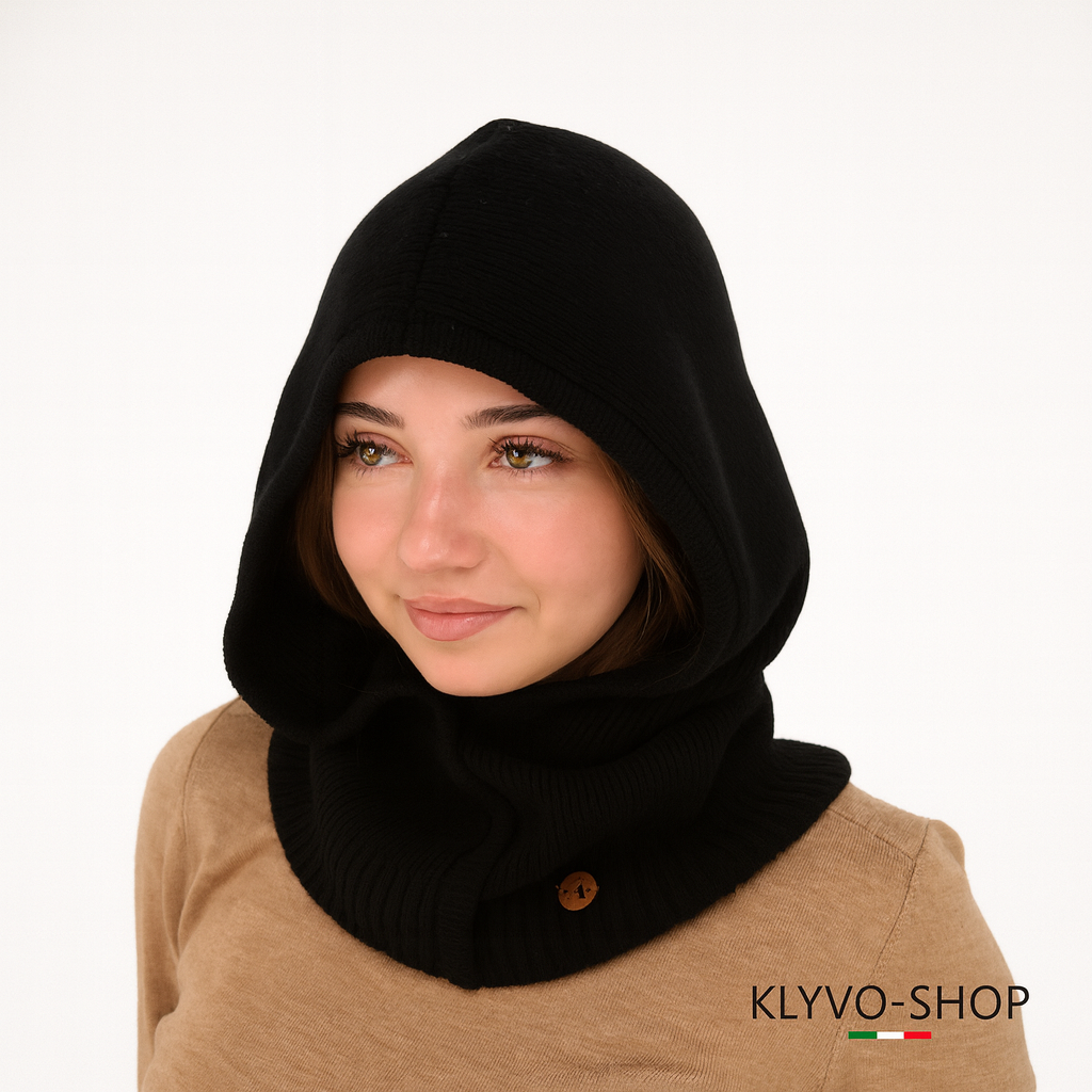 Kiruna Damen-Sturmhaube aus Merinowolle und Kaschmir – warm, elegant und weich.