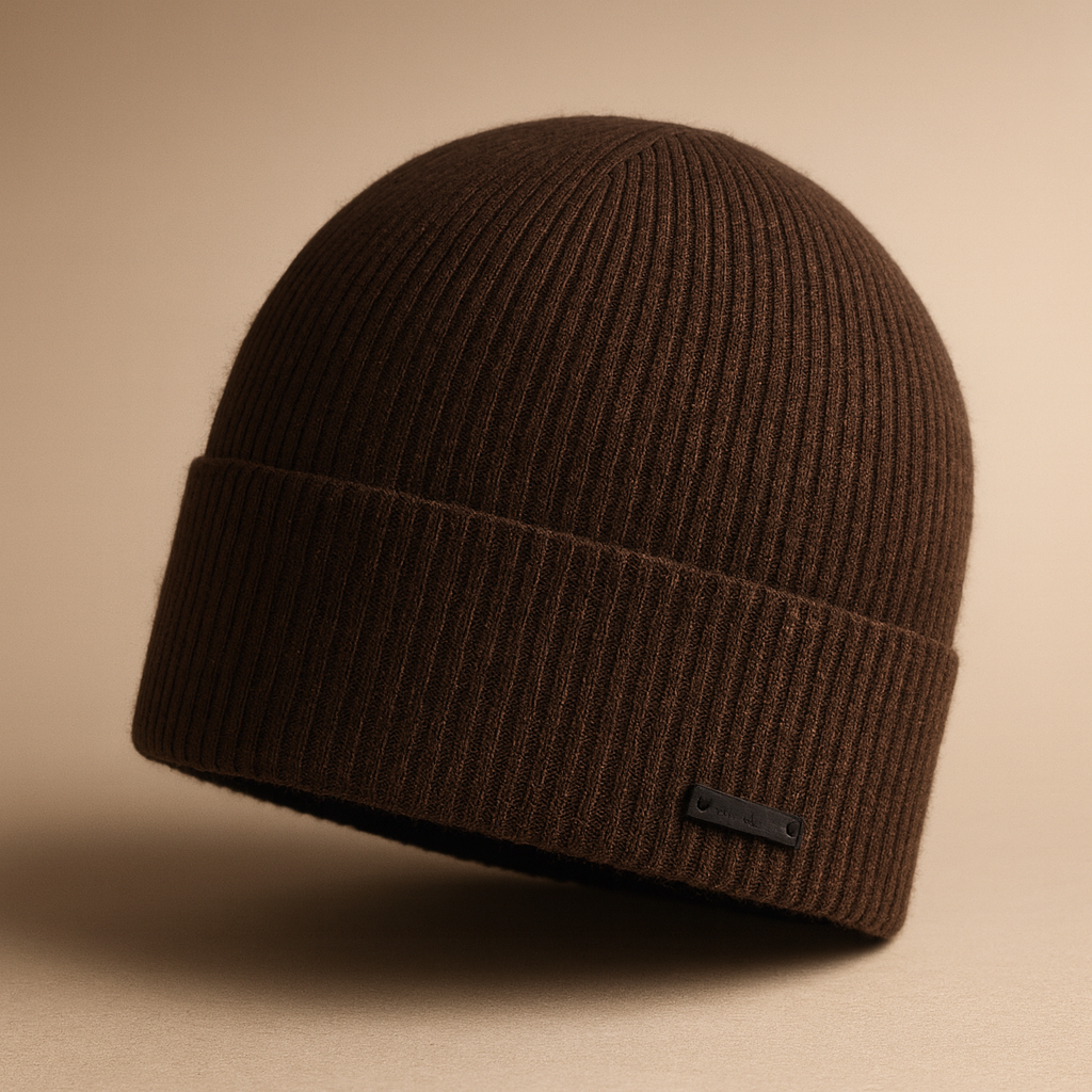 Men’s “Fleur” Beanie — 100% Extra-Fine Merino Wool, Grey