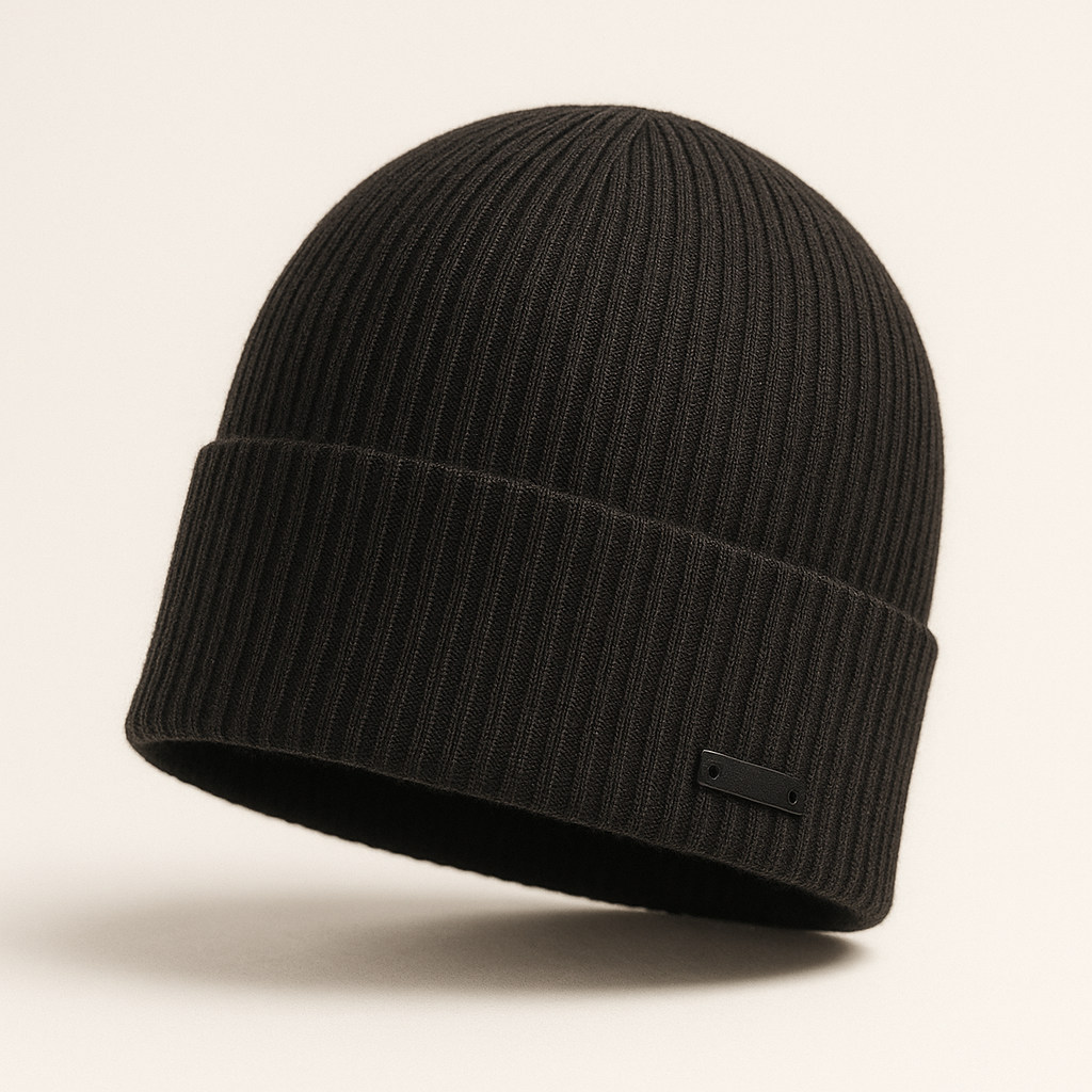 Men’s “Fleur” Beanie — 100% Extra-Fine Merino Wool, Grey
