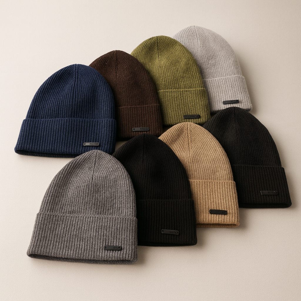 Men’s “Fleur” Beanie — 100% Extra-Fine Merino Wool, Grey