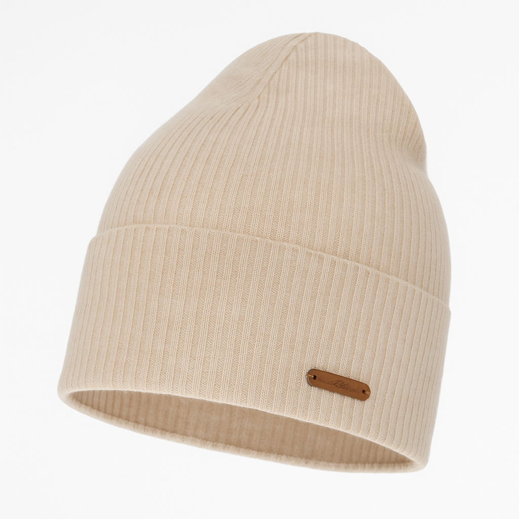 Flerra Damenmütze aus 100% extrafeiner Merinowolle in Beige – Elegant und warm für den Winter