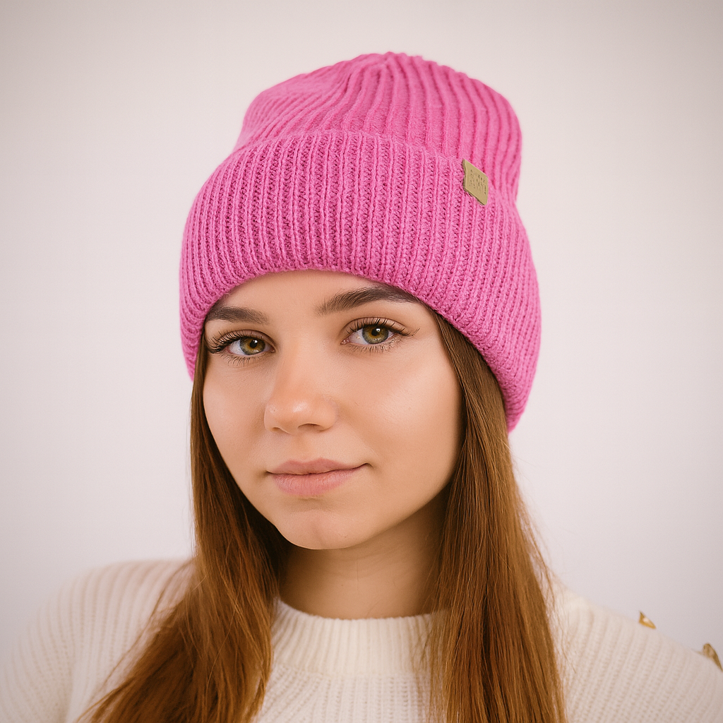 Isla Damen Beanie aus 100% extrafeiner Merinowolle, Pink – Elegant, warm und weich für den Winter