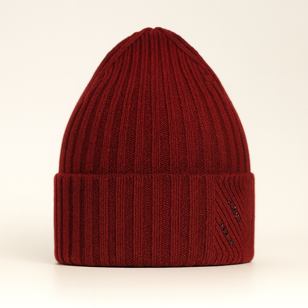 Ariga Damenmütze aus 100 % extrafeiner Merinowolle mit Strasssteinen – warm, elegant und wärmeregulierend für den Winter.