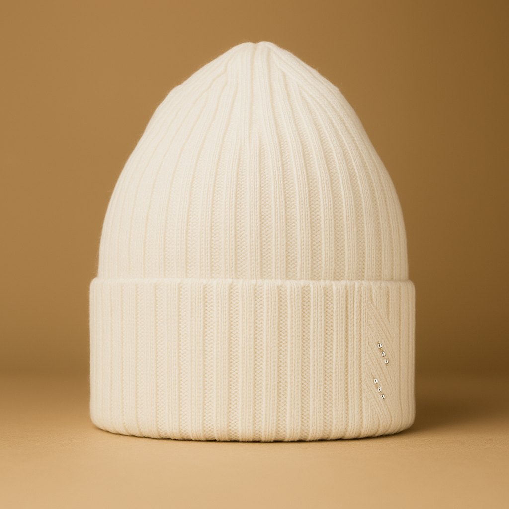 Ariga Damenmütze aus 100 % extrafeiner Merinowolle mit Strasssteinen – warm, elegant und wärmeregulierend für den Winter.